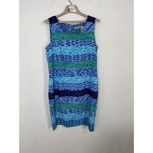 Kathie Lee Dress Womens 12 Blue Mermaid Beachy Coastal Travel Preppy Resort